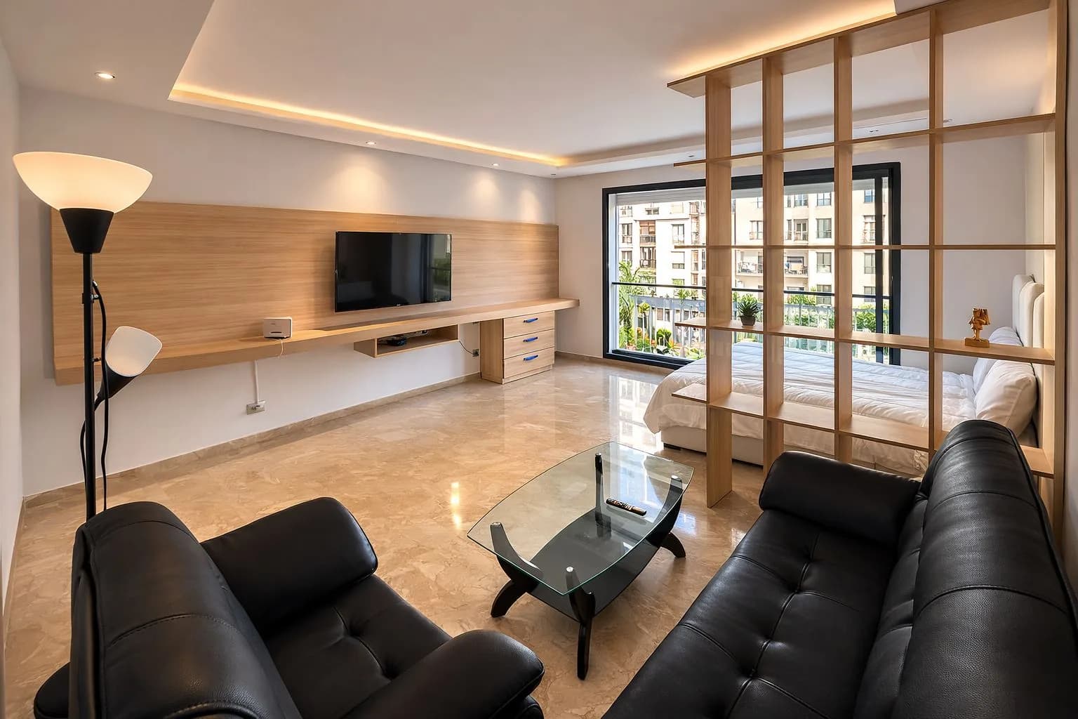Salon du Cozy Studio Marbella à Prestigia Rabat